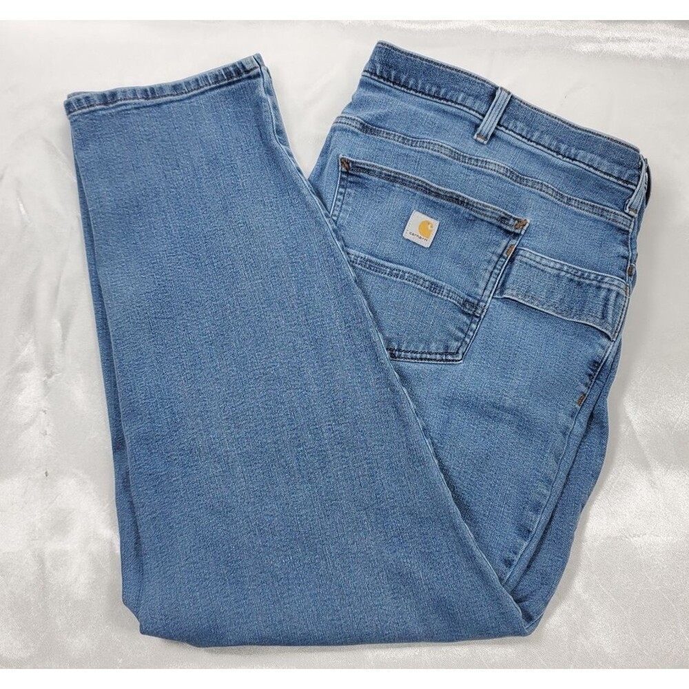 Carhartt Women’s 24W Relaxed Fit Carpenter Jeans Blue Plus Size Utility Denim - Picture 1 of 8